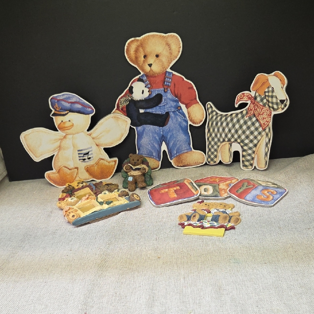 Daisy Kingdom Blue Jean Teddy Bear Room Decor Decorations Wall‎ Art 6 pieces